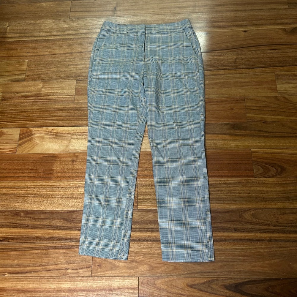 Zara Plaid Ankle Pants classic Career Casual Trousers S